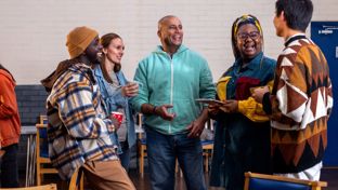 A team together talking