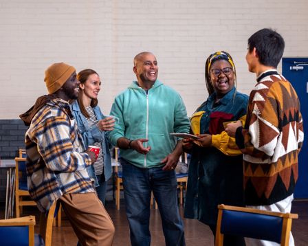 A team together talking