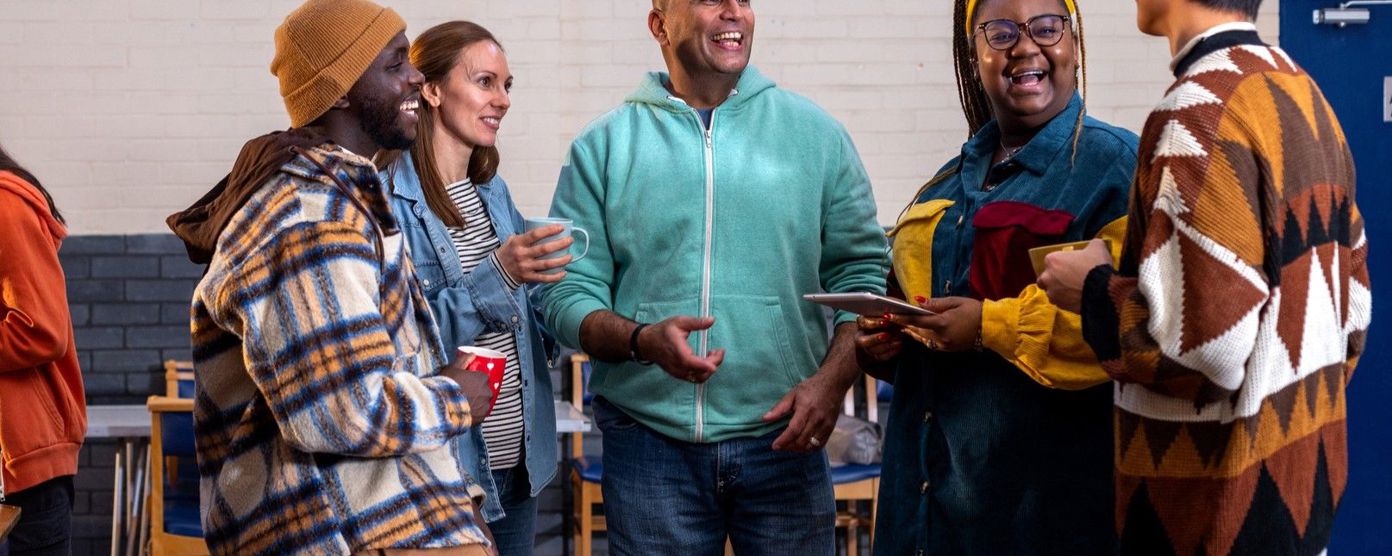 A team together talking