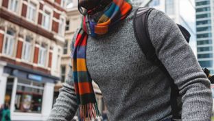 Man on a bike on the way to work