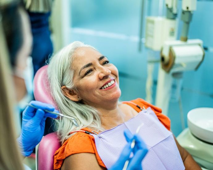 A female on a dentist chair